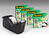 Scotch Magic Tape 810, 19mm x 33m, 4 rl. tape incl. dispenser - usynlig tape